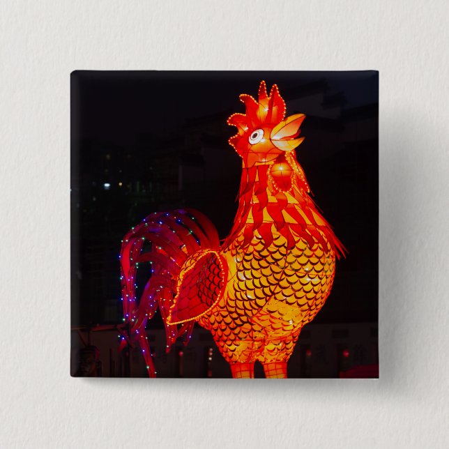 Rooster Zodiac Symbol Lantern Button (Vorderseite)