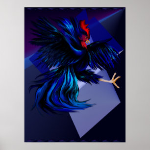 Roosterdruck für Schwarze Kämpfe Poster