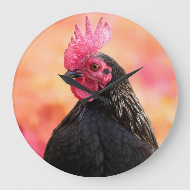 Roosterportrait Große Wanduhr (Vorderseite)