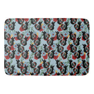 Roosters Folk Floral mexikanisches Muster Badematte