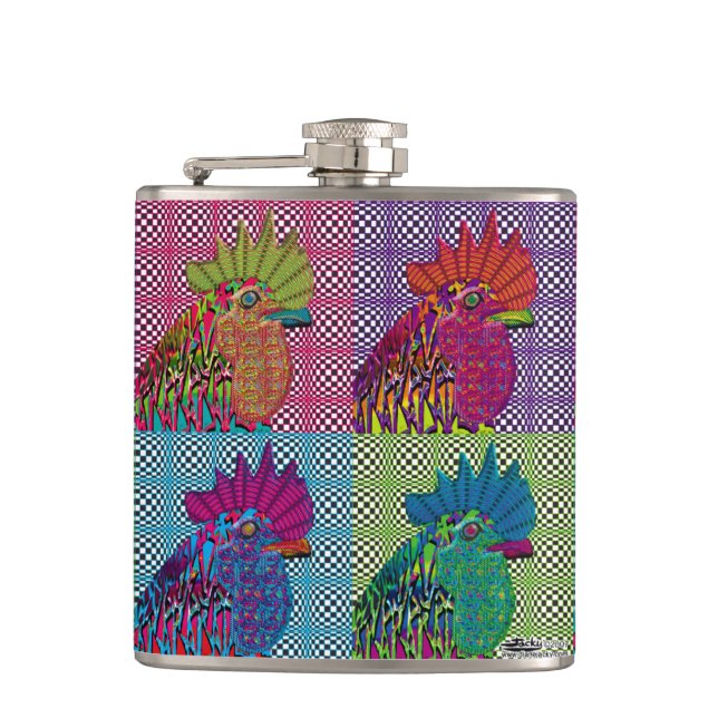 Roosters Gone Psycho Flachmann (Vorderseite)