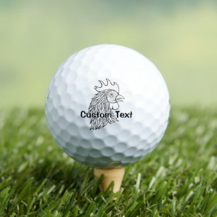 Rooster's Head Line Art Golf Balls Golfball