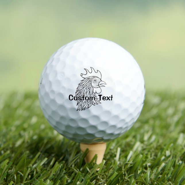 Rooster's Head Line Art Golf Balls Golfball (Insitu T-Shirt)