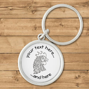 Rooster's Head Line Art Schlüsselanhänger