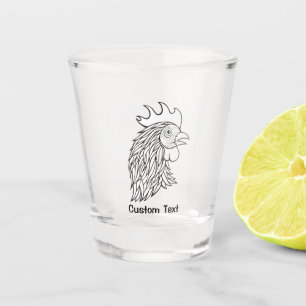 Rooster's Head Line Art Schnapsglas