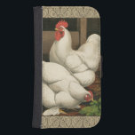 Roosters & Hen außerhalb von Hen House mit weißer  Galaxy S4 Geldbeutel Hülle<br><div class="desc">Ein rustikaler Kunstdruck mit einem kräftigen Hahn und einer Henne in einem Hühnerhaus. Der darc ecru Rahmen besteht aus spiralförmigen Elementen. Dieser Druck wäre eine große Ergänzung zu einer ländlichen Zuhause-Dekoration.</div>