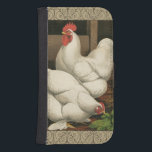Roosters & Hen außerhalb von Hen House mit weißer  Galaxy S4 Geldbeutel Hülle<br><div class="desc">Ein rustikaler Kunstdruck mit einem kräftigen Hahn und einer Henne in einem Hühnerhaus. Der darc ecru Rahmen besteht aus spiralförmigen Elementen. Dieser Druck wäre eine große Ergänzung zu einer ländlichen Zuhause-Dekoration.</div>