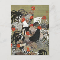 Roosters Hen Illustration von Ito Jakuchu