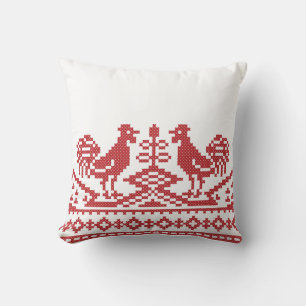 Roosters Kreuzstich Russisches Muster Kissen