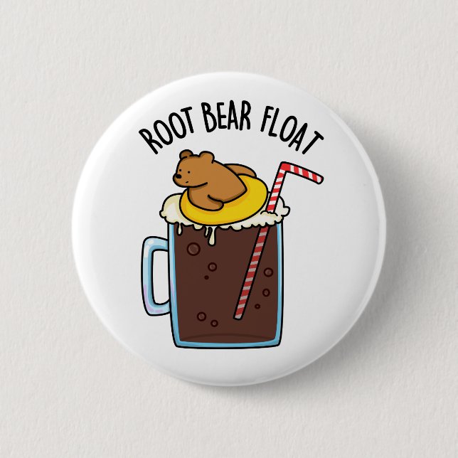 Root Bear Float Lustiger Root Beer Pun Button (Vorderseite)