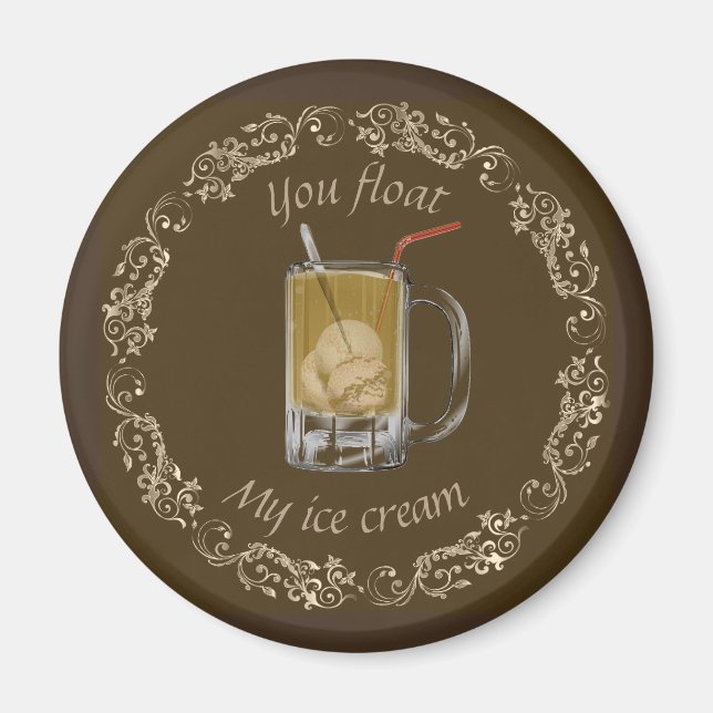 Root Beer Float Old Fashioned Braun Gold  Magnet (Vorne)