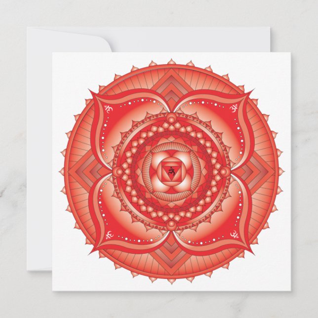 Root Chakra Red Mandala Square Note Card Mitteilungskarte (Vorderseite)