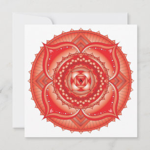 Root Chakra Red Mandala Square Note Card Mitteilungskarte