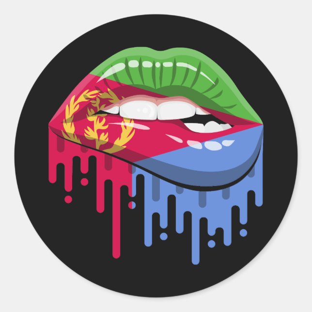 Root-Flagge für Eritrea lips Runder Aufkleber (Vorderseite)