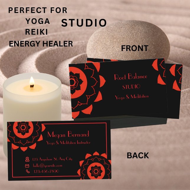 Root Ground Chakra Red Mandala Yoga Studio Visitenkarte (Von Creator hochgeladen)