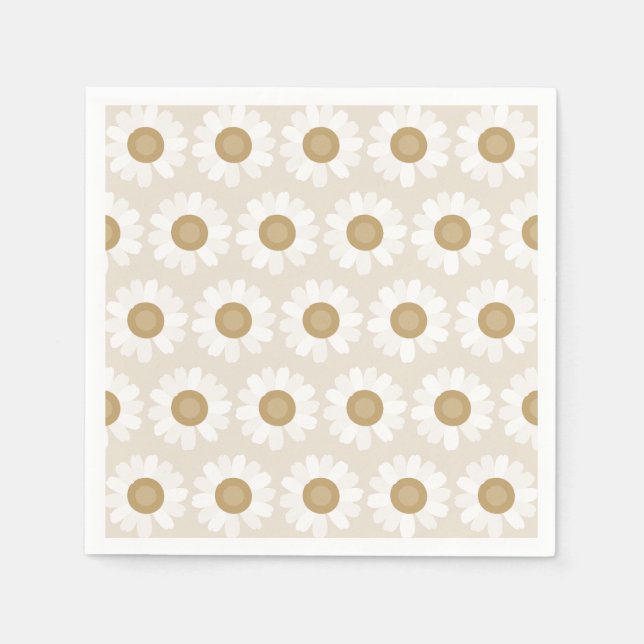 Rooted & Blooming – Beige Kamille Serviette (Vorderseite)