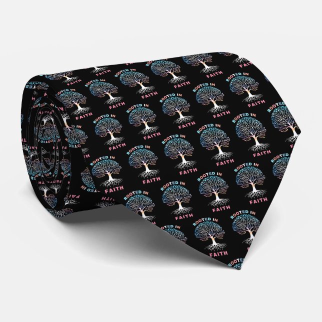 Rooted in Faith Tree Necktie Krawatte (Gerollt)