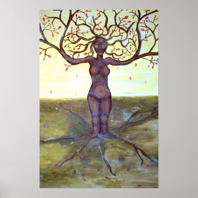 "Rooted" Tree Goddess Art Full Blee Print Poster (Vorne)