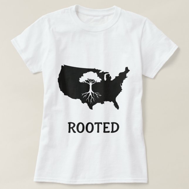 Rooted USA Tree Graphic T - Shirt (Design vorne)