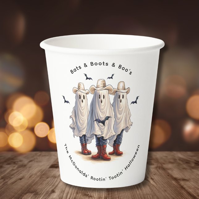 Rootin’ Tootin’ Cowboy Ghosts Western Halloween Pappbecher (Personalize with your own text.  Matching items available in collection.)