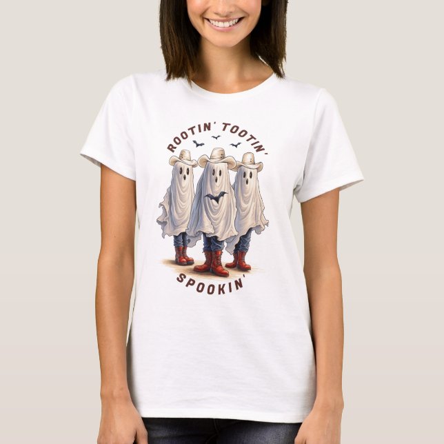 Rootin Tootin Spookin Western Ghosts Custom Text T-Shirt (Vorderseite)