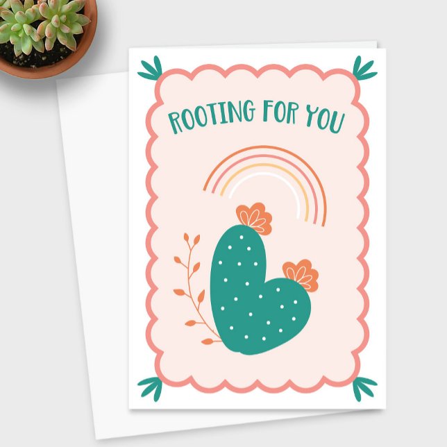 "Rooting for You" Cactus Greeting Card Dankeskarte (Rooting For You Cactus Encouragement Card)