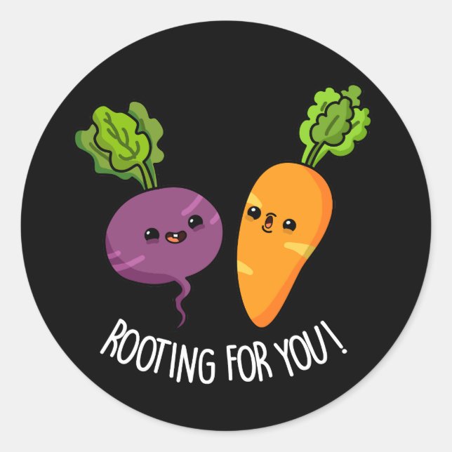 Rooting für dich Funny Veggie Pun Dark BG Runder Aufkleber (Vorderseite)