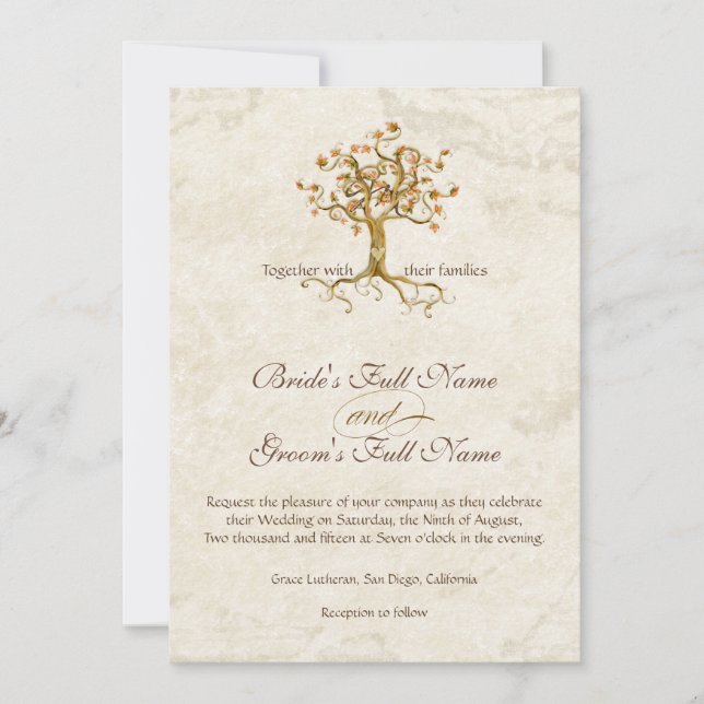 Roots Mit Monogramm antikes Pergament mit wirbelnd Einladung (Vorderseite)