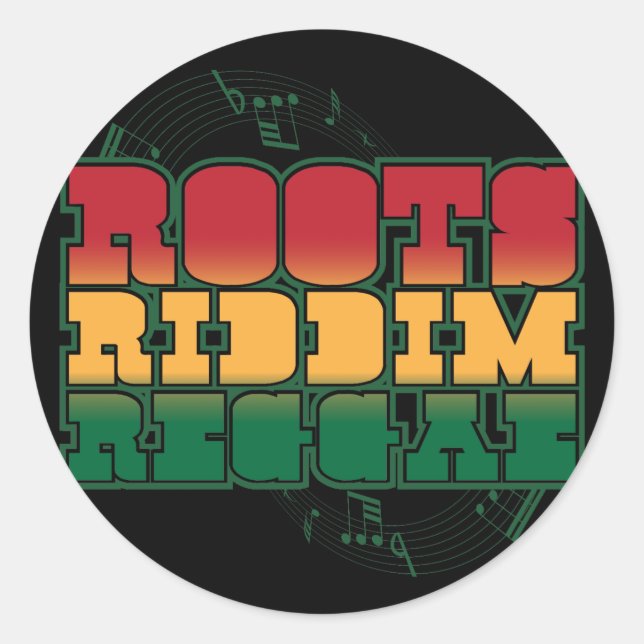 Roots Riddim Reggae Runder Aufkleber (Vorderseite)