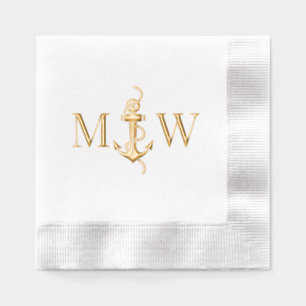 Rope Anchor # 5 Bride Groom Wedding 2 Initial Servietten Mit Folie