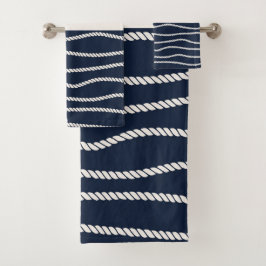 Rope and Anchor Pattern Badhandtuch Set