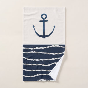 Rope and Anchor Pattern Badhandtuch Set