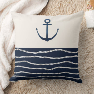Rope and Anchor Pattern Throw Pillow Kissen