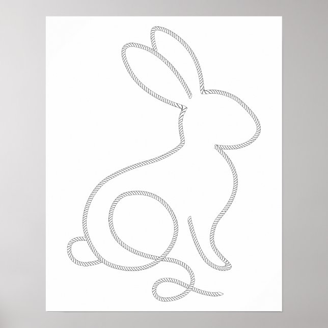 Rope Bunny Rabbit Minimal Modernes Design Poster (Vorne)