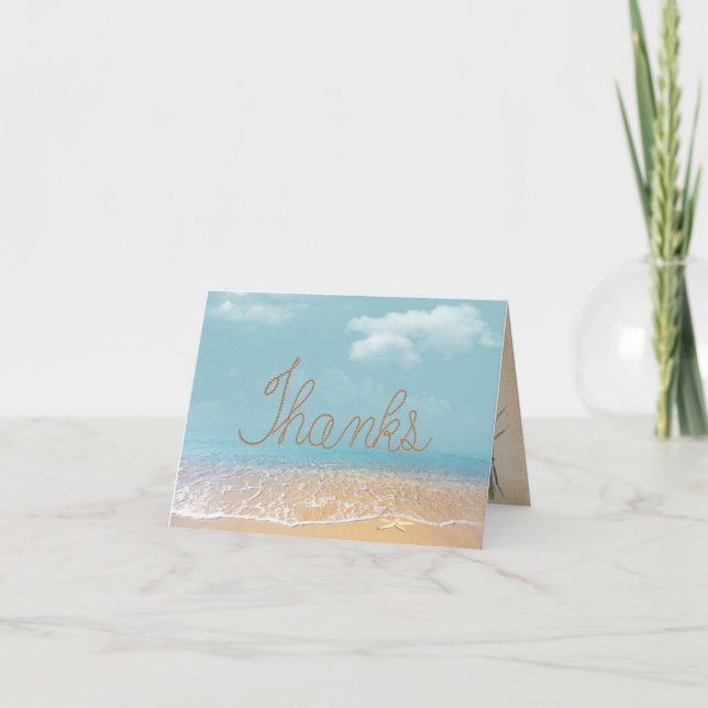 Rope DANKS Text auf Strand Dankeskarte (Vorderseite)