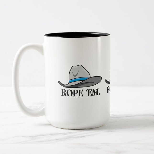 Rope 'Em Western Rodeo Zweifarbige Tasse (Links)