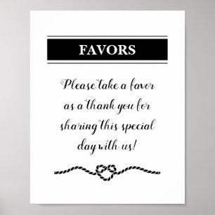 Rope Heart Nautical Wedding Favors Sign Poster
