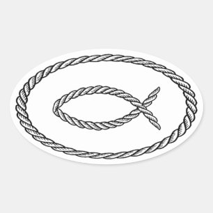 Rope Ichthus Euro Style Ovaler Aufkleber