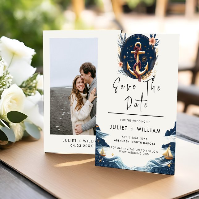 Rope Knot Boot Schiff Marine Blue Nautical Wedding Save The Date (Von Creator hochgeladen)