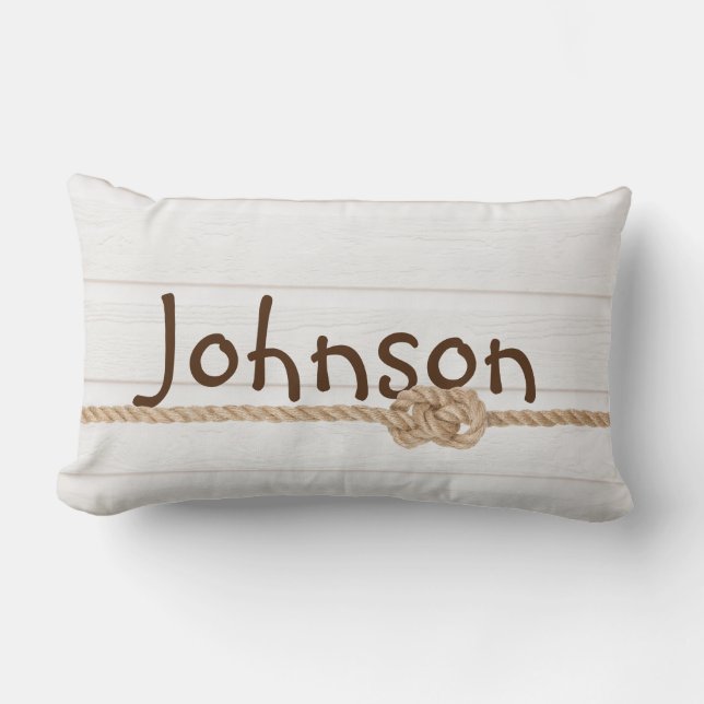 Rope Knot On Whitewash Wood Lendenkissen (Vorderseite)