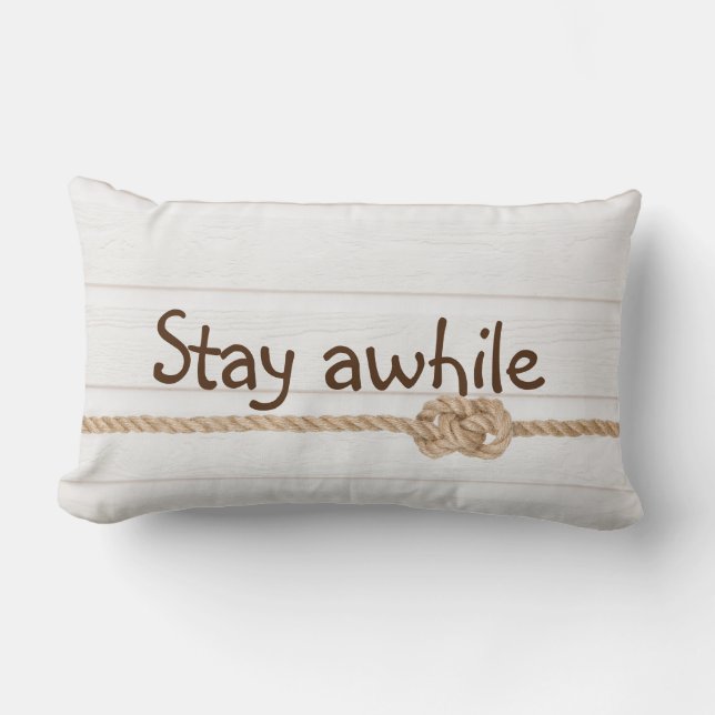 Rope Knot On Whitewash Wood Lendenkissen (Vorderseite)