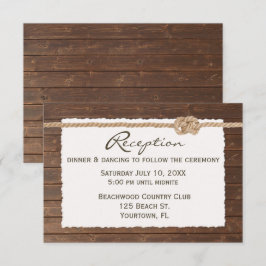 Rope Knot on Wood Wedding Reception RSVP Karte