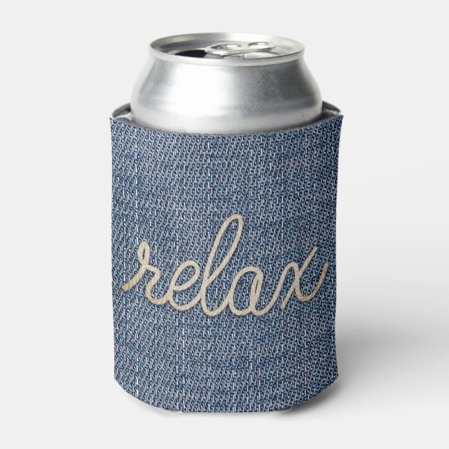 Rope Relax Text auf Denim Can Cooler Dosenkühler (Kanne Vorderseite)