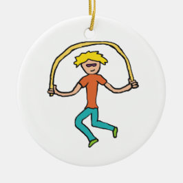 Rope Skipping Keramik Ornament