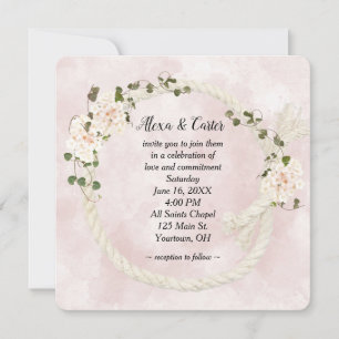 Rope Wreath und Hydrangea Bouquets Einladung