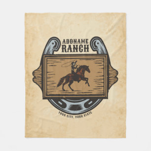 Roping Cowboy ADD NAME Western Familienhorde Fleecedecke