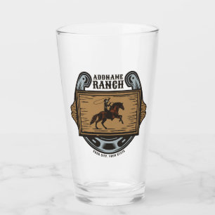 Roping Cowboy ADD NAME Western Familienhorde Glas