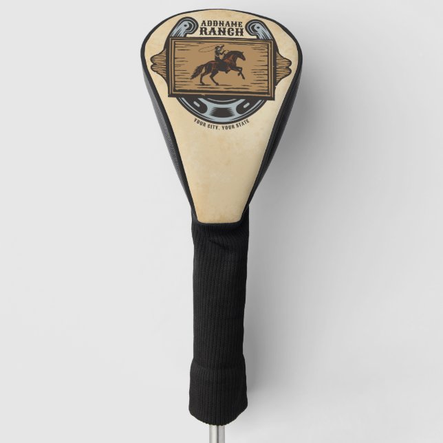 Roping Cowboy ADD NAME Western Familienhorde Golf Headcover (Vorderseite)