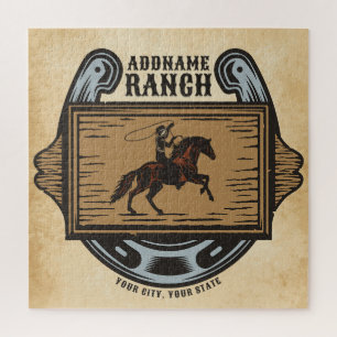 Roping Cowboy ADD NAME Western Familienhorde Puzzle