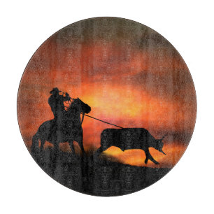 Roping Cowboy Cutting Board Schneidebrett